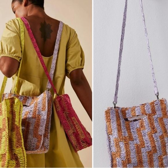 Free People Handbags - Free People Brunch Date Woven Purple & Orange Bag